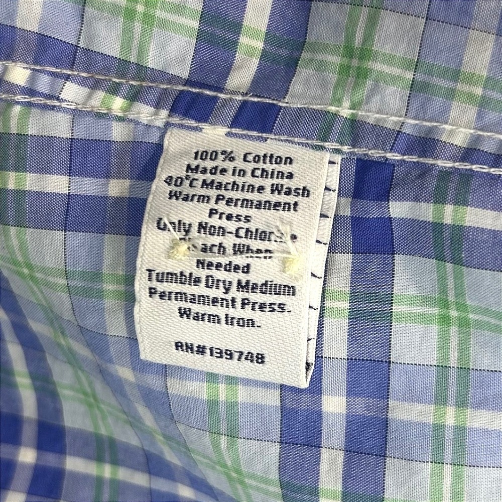 Preppy RVYC Plaid Button Down Shirt Medium Coastal Blue Green Long Sleeve - Picture 4 of 9